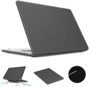 KAIJIAbox Case for MacBook Air 15 Inch Case,Foldable Stand and Mouse Pad/Bag,Plastic Hard Shell,Exquisite PU Leather Protective Cover for MacBook Air 15 Inch(2022/2024/2025)[M2 A2941/M3 A3114](Grey)