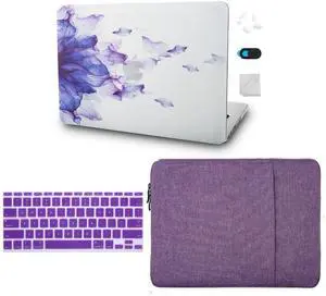 KECC Compatible with MacBook Air 13 inch Case 2022-2018 A2337 M1 A2179 A1932 Retina Touch ID Protective Plastic Hard Shell Keyboard Cover Sleeve (Purple Flower)