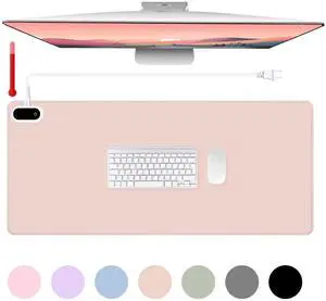 Konohan Heated Large Desk Mat PU Leather Warm Mouse Pad with 5 Heating Level & 4 Hour Auto Shut-Off Heating Keyboard Pad Warmer Gaming Mouse Pad for Office Home(Khaki Color,31.5" X 13")