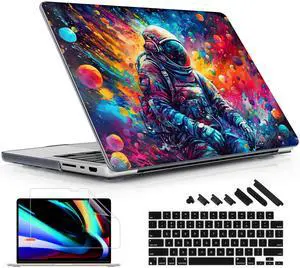 Lepeoac for MacBook Pro 16 inch Case 2021 2022 2023 2024 Release A3186 A3403 M4 A2991 M3 A2780 M2 A2485 M1 Pro/Max, Hard Shell Case with Screen Protector & Keyboard Cover, Astronaut