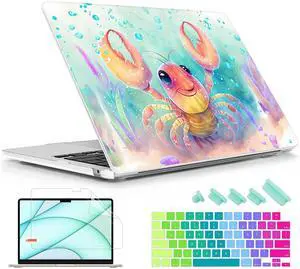 Lepeoac Case for MacBook Air 15 Inch 2025 2024 2023 Release M4 A3241 M3 A3114 M2 A2941, Hard Shell with Screen Protector & Keyboard Cover, Compatible with Touch ID, Shrimp