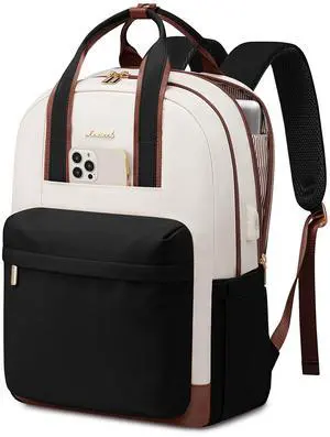 LOVEVOOK Laptop Backpack Purse for Women, 15.6 Inch Travel Laptop Bag with USB Port, Waterproof Work Teacher Nurse Computer Backpack, Durable Casual Daypack