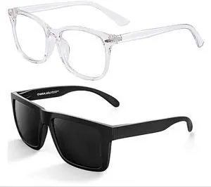 MAXJULI Blue Light Blocking Glasses and Polarized Sports Sunglasses for Big Heads 6001&8228