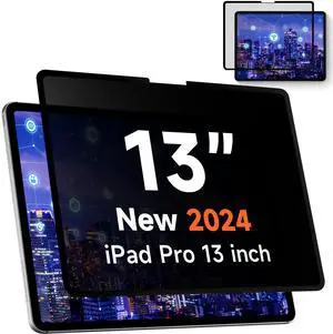 Upgrade Privacy Screen Protector for Apple iPad Pro 13 inch M4 2024, Fully Removable Anti Spy Glare Blue Light Filter, High Sensitive/Bubble Free/Detachable