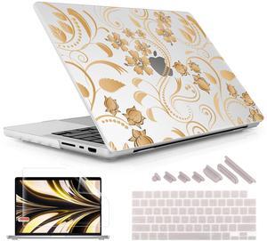 May Chen Case for M4 MacBook Pro 16 inch, Surface Hard Shell Cover with Screen Protector & Keyboard Cover, Gold
