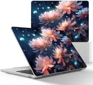 May Chen for MacBook Air M4 M3 M2 13.6 inch Case 2025 2024 2023 2022 Release, Models: A3240 A3113 A2681, Flexible Plastic Case for M4 13.6" Laptop, Hard Shell with Keyboard Cover, Chrysanthemum