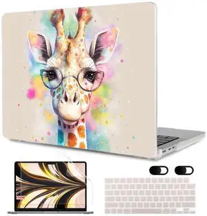 MEEgoodo Case for M4/M3/M2 MacBook Air 13.6 inch 2025 2024 2022, Fit Model A3240/A3113/A2681, Laptop Hard Shell with Keyboard Cover & Screen Protector Compatible with MacBook Air 13 inch, Giraffe