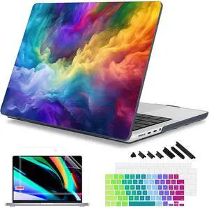 Mektron for M4 MacBook Pro 14-inch Case 2024 A3112 A3401 A3185 Fits 2023/2021 M3 A2918 A2992 M2 A2779 M1 A2442 Pro/Max, Printed Plastic Hard Shell Laptop Cover, Rainbow Cosmic