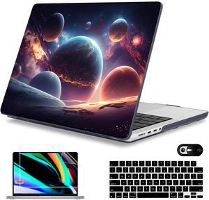 Mektron Case for MacBook Pro 14 inch 2024 2023 2021 Model M4 A3112 A3401 A3185 M3 A2918 A2992 M2 A2779 M1A2442 Pro/Max, Plastic Hard Shell Case Cover for MacBook Pro 14" with Touch ID, Planets