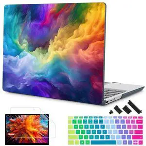 Mektron Case for 13.5" Microsoft Surface Laptop 5/4/3 with Metal Palm Rest Model 1951/1868, 2019/2021/2022 Release Plastic Hard Shell Cover with Screen Protector + Keyboard Cover, Rainbow Cosmic