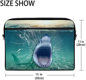 MRMIAN ALAZA Abstract Underwater Big Mouth Shark 15 inch Laptop Case Shoulder Bag Crossbody Briefcase for Women Men Girls Boys with Shoulder Strap Handle, Back to School Gifts