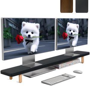 NestNeat Dual Monitor Stand - 39Inch Large Wood Monitor Stand Riser, Holds 200lbs Ultra Strong Support for 2 Monitor/Laptop Computer/TV/PC/Printers, Desk Organizer for Gamming Room&Office, Extension M