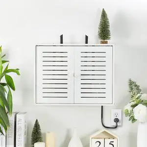 Noviko Wifi Storage Box Wall Mount Wifi Router Box Hider Decorative Router Storage Modem Wall Mount (White, 16.5" W x 4.7" D x 12.6" H)