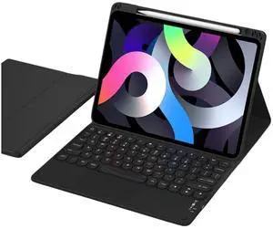 NUWONAYA Keyboard Case for iPad Pro 11 inch (M4) 2024 with Touchpad, Candy Color Round Keys Magnetic Detachable Keyboard with Multi-Touch Trackpad and Pencil HolderBlack