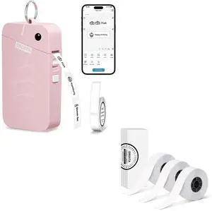 ORGSTA S001 Label Maker Machine with Tape, Portable Bluetooth Label Maker for Home and Office Organization, Thermal Label Printer Mini Label Maker with 3 Roll Continuous Label Tapes - White