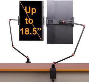 FeeLazy Portable Monitor Stand Tablet Holder with Super Wide Clamp 3-Section Arm and Desk Clamp Kindle Stand Portable Monitor Mount15.6 inch 18.5 inch FL15C