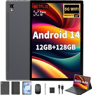 Android 14 Tablet with Keyboard - 10 inch Tablet, 12GB RAM, 128GB ROM (1TB Expand), 5G/2.4G WiFi, 8000mAh, BT 5.0, GMS Certified, with Mouse, Case, Stylus, Support Split screen, Face ID(Silver) Android 14 Tablet with Keyboard - 10 inch Tablet, 12GB RAM, 128GB ROM (1TB Expand), 5G/2.4G WiFi, 8000mAh, BT 5.0, GMS Certified, with Mouse, Case, Stylus, Support Split screen, Face ID(Silver)