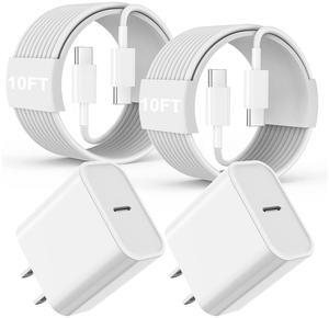 iPad Fast Charger,2Pack iPad Pro Charger 10FT Long USBC to C Cable iPad Cord 20W USB C Charger iPad Charging Block for iPad 10,iPad mini 6/A17 Pro,iPad Air/iPad Pro 13/12.9/11inch 2020/2021/2022/2024