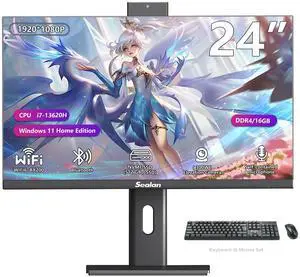 Sealan All-in-One Computers Business Desktop 24" FHD 60Hz Display, Intel Core i7-13620H, 16GB DDR4 RAM, 512GB SSD, Webcam, HDMI, Type-C, Wi-Fi 6, Wired Keyboard & Mouse, Windows 11 Home