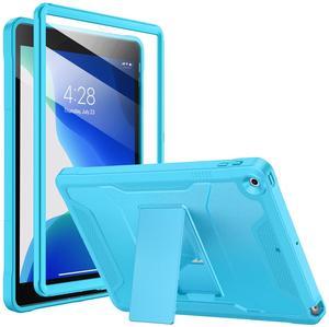 Soke Case for iPad 9th/8th/7th Generation 10.2-Inch (2021/2020/2019 Release), with Built-in Screen Protector and Kickstand, Rugged Full Body Protective Cover for Apple iPad 10.2 Inch - New Cyan Blue