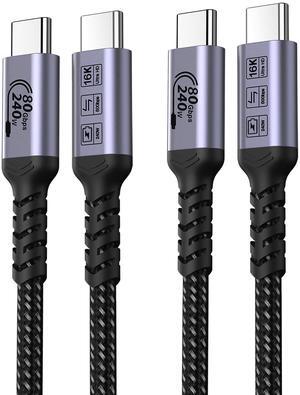 SUMPK USB C to USB C Cable 80Gbps 3.3ft 2 Packs, 240W USB 4 Cable, Gen 4 Data Cables, 16K HDR Video Monitor Compatible with Thunderbolt 5, iPhone 16 Pro Max, iPhone 15/15Plus, MacBook, iPad, eGPU
