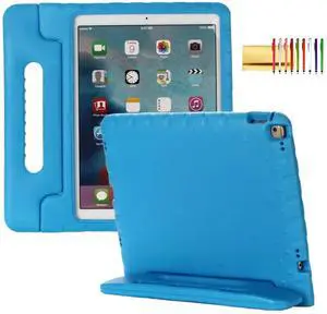 Kids Case for iPad Pro 12.9-inch (1st/2nd Gen) A1584 A1652 A1670 A1671, Techcircle Convertible Handle Stand Lightweight EVA Foam Bumper Protective Rugged Child Proof Cover with Stylus Pen Slot, Blue
