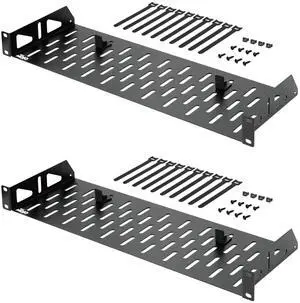 Tecmojo 1U Rack Shelf,19 inch Rack Shelf 6 inch Depth,Rack Mount Shelf with Anti-Slip Stops,Server Rack Shelf and Network Shelf for 19 in Equipments, 55lbs Capacity of Vented 1U Shelf,No Lip(2 Pack)