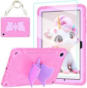 TOMORRY Case for Samsung Galaxy Tab A9+/ A9 Plus 11 inch 2023 with Tempered Glass Screen Protector,Unicorn Stand Shoulder Strap,Shockproof for Galaxy Tab A9 Plus Tablet Case Kids Girls (Pink)