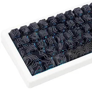 TIMSEKER 131 Keys Black Topographic Keycap Set, Custom Thick PBT Keycap Cherry Profile, Cool Dye Sublimation Black Cherry MX Key Caps for Mechanical Gaming Keyboard