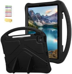 UUcovers Kids Case for Apple iPad Air 13 inch M3/M2 (2025/2024), Stand Protective Cover with Pencil Holder/Handle Kickstand/Lightweight Soft EVA Foam Shockproof Cover for iPad Air 13 Tablet, Black