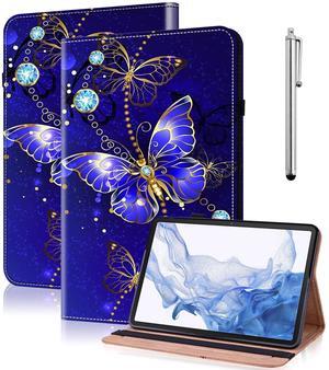 VODEFOX Case for Kindle Fire HD 8 & 8 Plus Tablet (12th/10th Generation,2024/2022/2020),Folio Slim Fit Stand PU Leather Wallet Shockproof Cover for Fire HD 8 Tablet 8 Inch- Diamond Butterfly