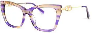 VOOGLAM Cat Eye Gradient Purple Plastic Fashion Eyeglasses for Women with HD Clear Vision Madelina