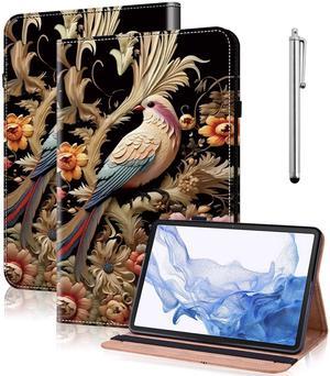 VODEFOX Case for Kindle Fire HD 8 & 8 Plus Tablet (12th/10th Generation,2024/2022/2020),Folio Slim Fit Stand PU Leather Wallet Shockproof Cover for Fire HD 8 Tablet 8 Inch- Flower Birds