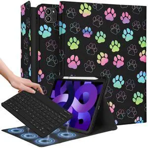 Wazzasoft for iPad Air 11 inch Case 2024, Air 5th/4th Generation 10.9, Pro 11'' Case with Keyboard Pencil Holder Folio Tablet Cover Women Girl Cute Kawaii Dog Paw for iPad Air 11 2024 (M2), Pro 11