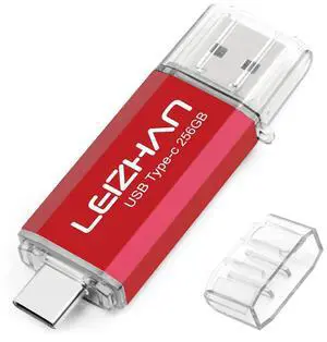 leizhan 256GB USB 3.0 Flash Drive Thumb Drives Jump Drive Storage Memory Stick Type-C/USB 2 in 1 - Red