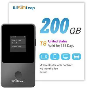 Global Travel Mobile Hotspot Device 4G Pocket Router No Roaming fee Built-in SIM Card No Need Physical Card No Contract 150 Countries Travel Portable WiFi Hotspot 200GB for US