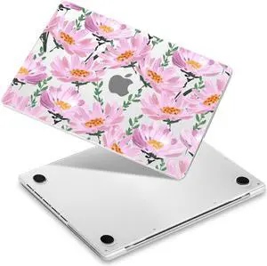 Yebiseven Case for M3 MacBook Pro 16 inch 2023 2021 Release A2991/A2485 A2780 M2 M1 Pro/Max, Hard Shell Case with Keyboard Cover & Screen Film & OTG Adapter & 2 Webcam Covers, Blooming Flowers