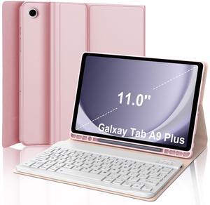 YEHOBU for Samsung Galaxy Tab A9 Plus Case with Keyboard 11 inch, Folio Cover with S Pen Holder, Detachable Bluetooth Keyboard Case for Tablet A9+ 5G 11'' 2023 Pink