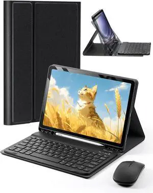 TUNKARMOR for iPad Pro 11 inch M4 Case with Keyboard 2024 5th Generation Keyboard Case Built-in Pencil Holder with Mouse - Black