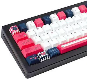 Black White Red Cherry Profile PBT Keycaps, Dye Sublimation Custom Key Cap for Mechanical Gaming Keyboard, 130 Key Only Keycap Set