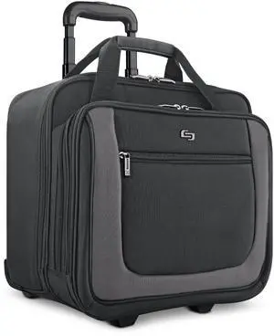 Solo New York Rolling Case with Wheels - Roller Laptop Bag, Wheeled Briefcase for Women & Men, Carry On Size for Travel, Fits 17.3" Computer - Bryant, Black & Grey