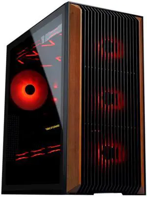 SAMA Z60 Genuine Walnut Wood PC Case, ATX Mid Tower PC Case, Pre-Installed 4X 140mm ARGB PWM Fans, Supports 360mm Radiator on Top, Type-C Port, Mid Tower Computer Case-Black