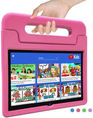 VNEIMQN Kids Tablet, 10.1 Inch Tablet for Kids Android 14, 64GB Octa-Core, WiFi, Big Battery, Kids Space, Parental Control 1280 * 800 HD Display Children Tablets Pink