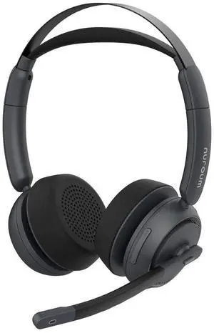 NUROUM Wireless Headset with Mic for Work, Bluetooth Headset with Noise Cancelling Microphone, Mute Button, USB for PC/Computer/Laptop for Zoom/Teams, Office/Call Center/Work from Home HP31DN