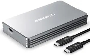 ANYOYO 40Gbps M.2 NVMe SSD Enclosure with Aluminum Alloy for M1 M2 Pro/Max, NVMe Enclosure Compatible for Thunderbolt 3/4/5/USB4/3.2/3.1 Support M/B+M Key Size 2230/2242/2260/2280 up to 2700 MB/s