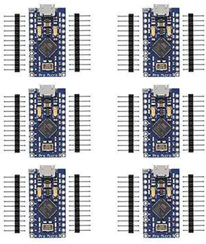 6pcs Pro Micro for Atmega32U4 5V 16MHz Bootloadered IDE Micro USB Pro Micro Development Board Microcontroller Compatible for Pro Micro Serial Connection with arduino Pin Header (Micro USB)