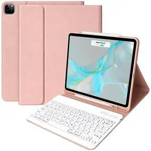 aMZCaSE for iPad Air 13 inch Case with Keyboard(M2/M3), Folio Magnetic Detachable Stand Cover for iPad Pro 13 inch (M4), Pro 12.9 inch 6th/5thGen, Pen Holder, Smart Wake/Up, Champagne Pink