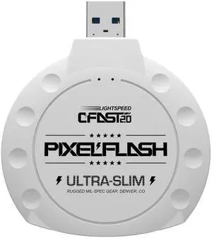 PixelFlash CFast 2.0 Card Reader (White) - Memory Card Adapter with USB 3.0, 500Mb/s File Transfer, Ultra-Slim & Anti-Slip Rubber Shell, Compatible with Most Brands & OS