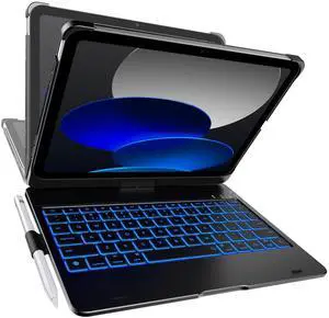typecase Keyboard Case for iPad 11th (A16, 2025) and iPad 10th Gen (10.9", 2022)  No Trackpad, 11-Color Backlight, 360° Rotatable, 7 Use Modes, Thin & Lightweight  Black