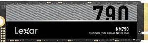 Lexar 1TB NM790 SSD PCIe Gen4 NVMe M.2 2280 Internal Solid State Drive, Up to 7400/6500 MB/s Read/Write, Compatible with PS5, for Gamers and Creators, Black (LNM790X001T-RNNNU)